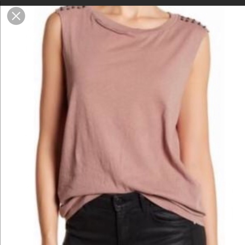 Ten Sixty Sherman mauve ripped studded streetwear muscle tank size XL
